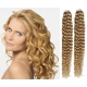 Kudrnaté vlasy pro metodu Pu Extension / Tape Hair / Tape IN 50cm - přírodní blond