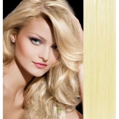 Vlasy pro metodu Pu Extension / TapeX / Tape Hair / Tape IN 40cm - nejsvětlejší blond