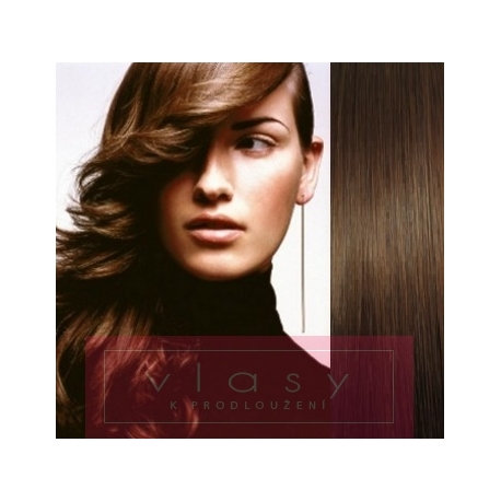 Vlasy pro metodu Pu Extension / TapeX / Tape Hair / Tape IN 50cm - středně hnědé