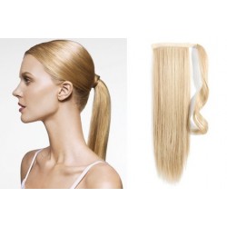 Clip in příčesek culík/cop 100% lidské vlasy 60cm - nejsvětlejší blond